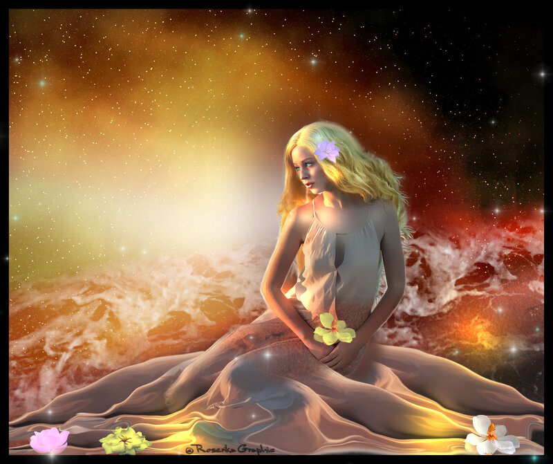 Woman with Flowers — Gold