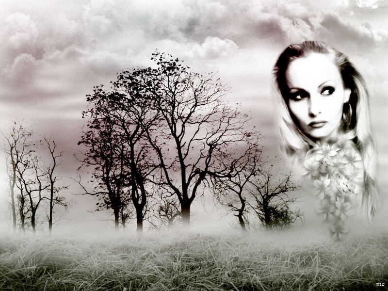 Woman with Flowers — Gray