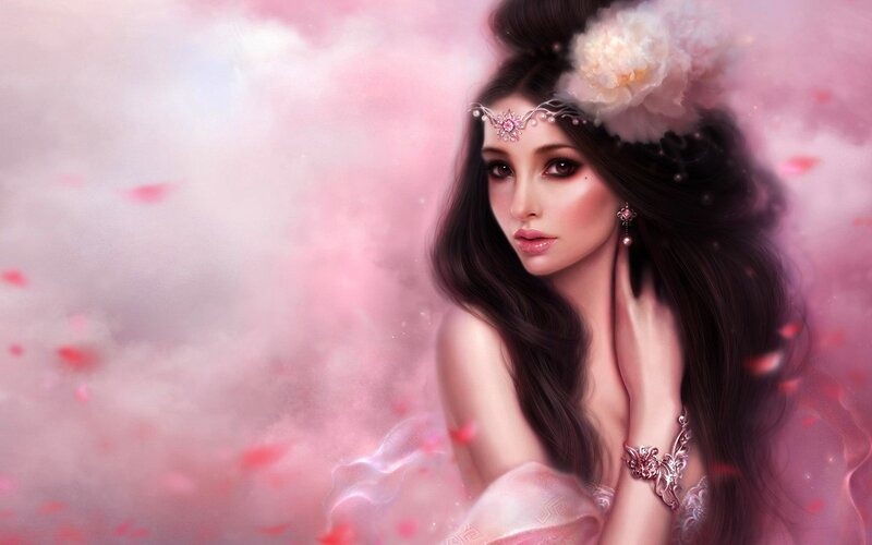 woman with flowers in hair
