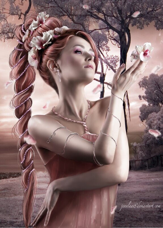 woman with flowers in hair
