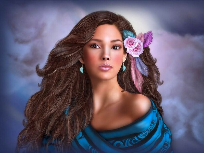 woman with flowers in hair
