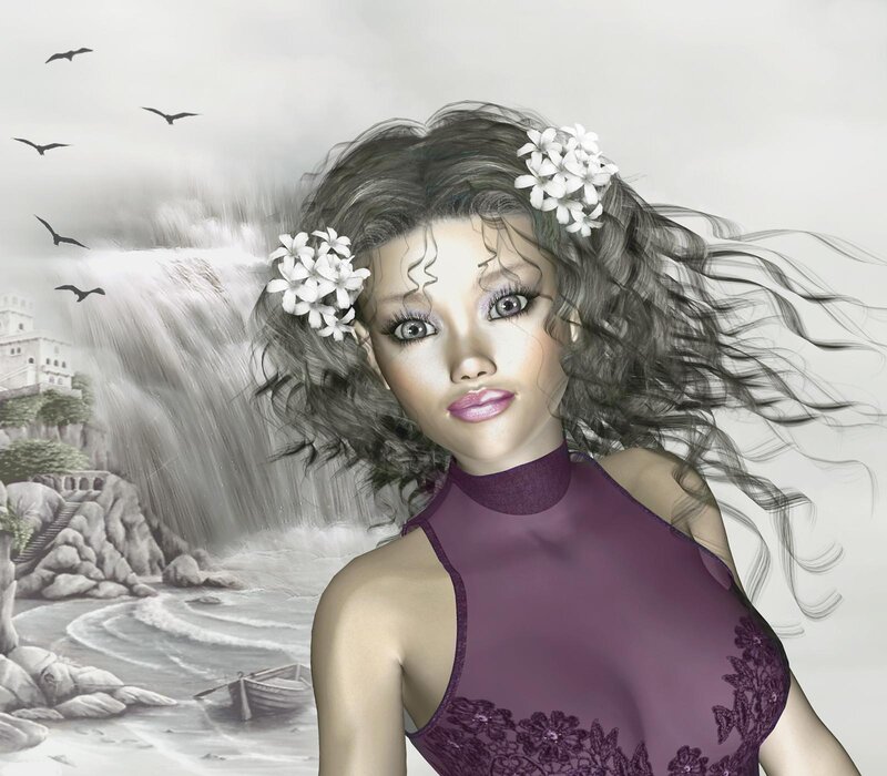 woman with flowers in hair
