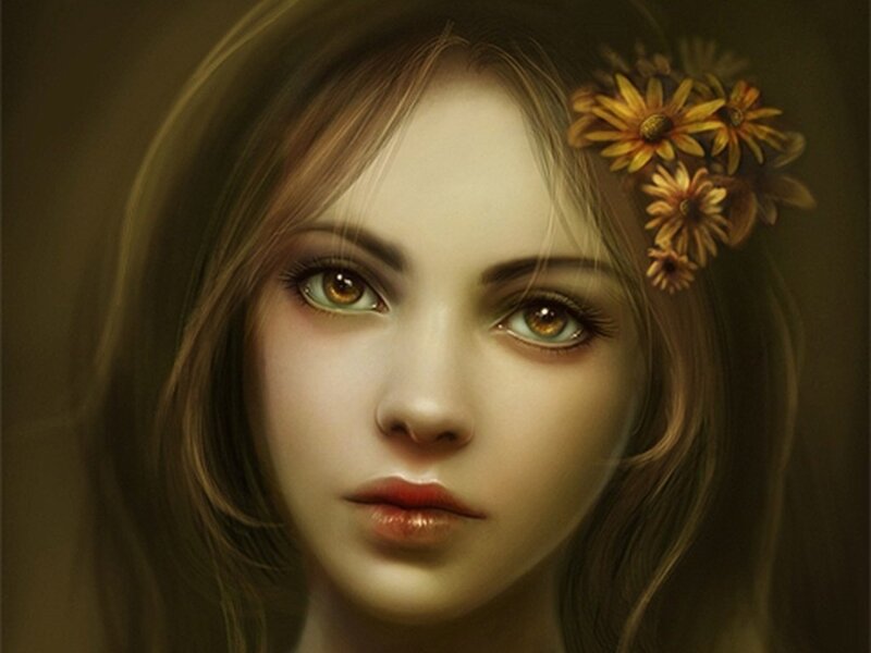 woman with flowers in hair