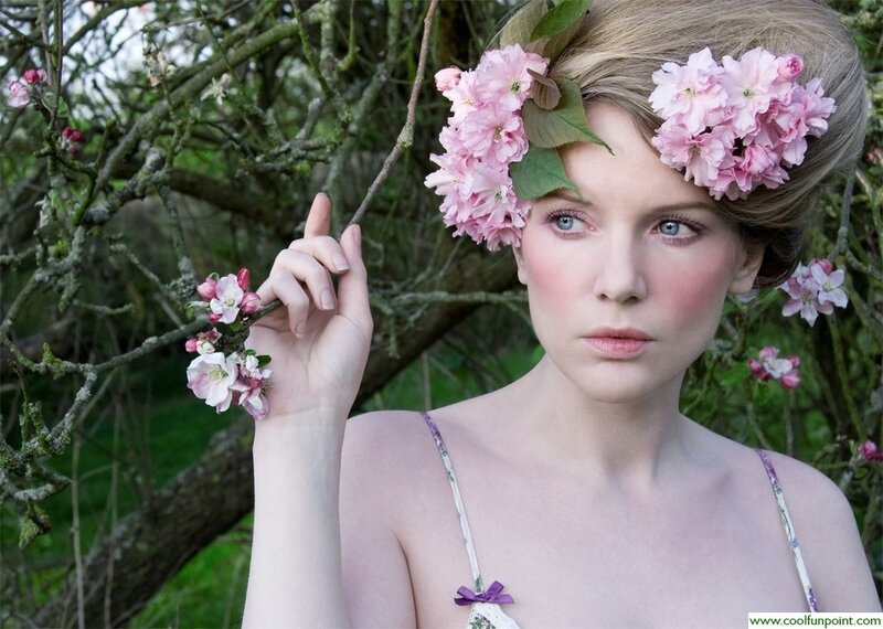 woman with flowers in hair
