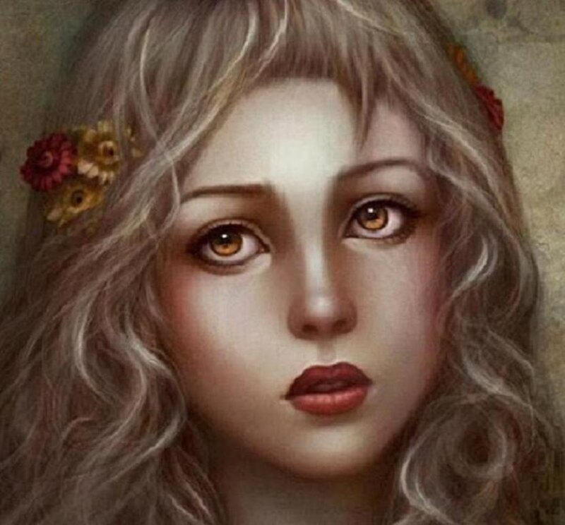 woman with flowers in hair