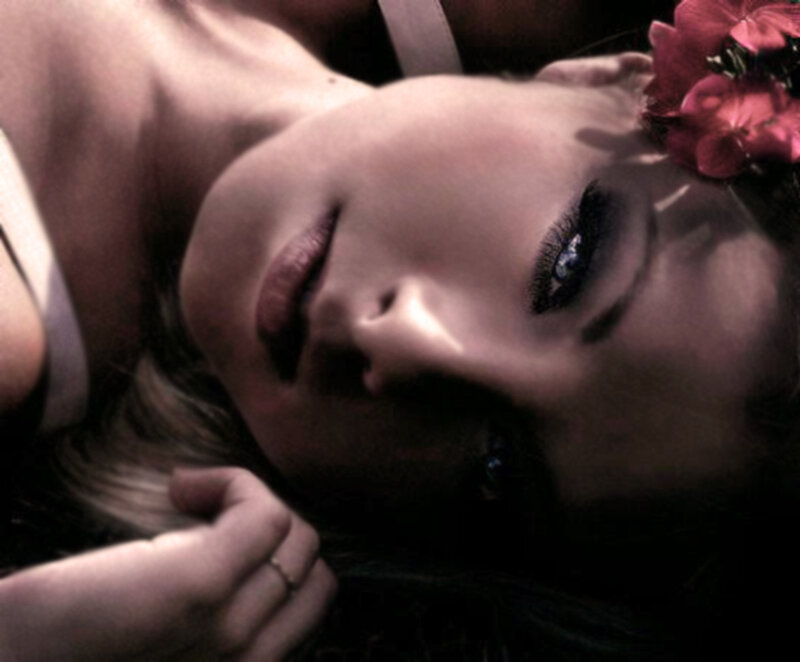 woman with flowers in hair