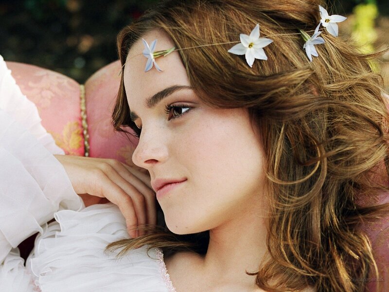 woman with flowers in hair