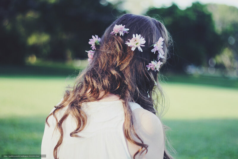 woman with flowers in hair