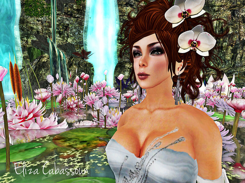 Woman with Flowers in Hair — Pink, Serene, 3d Render