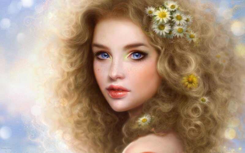 woman with flowers in hair