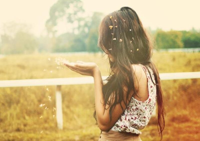 Woman with Flowers in Hair — Yellow, Serene, Afternoon