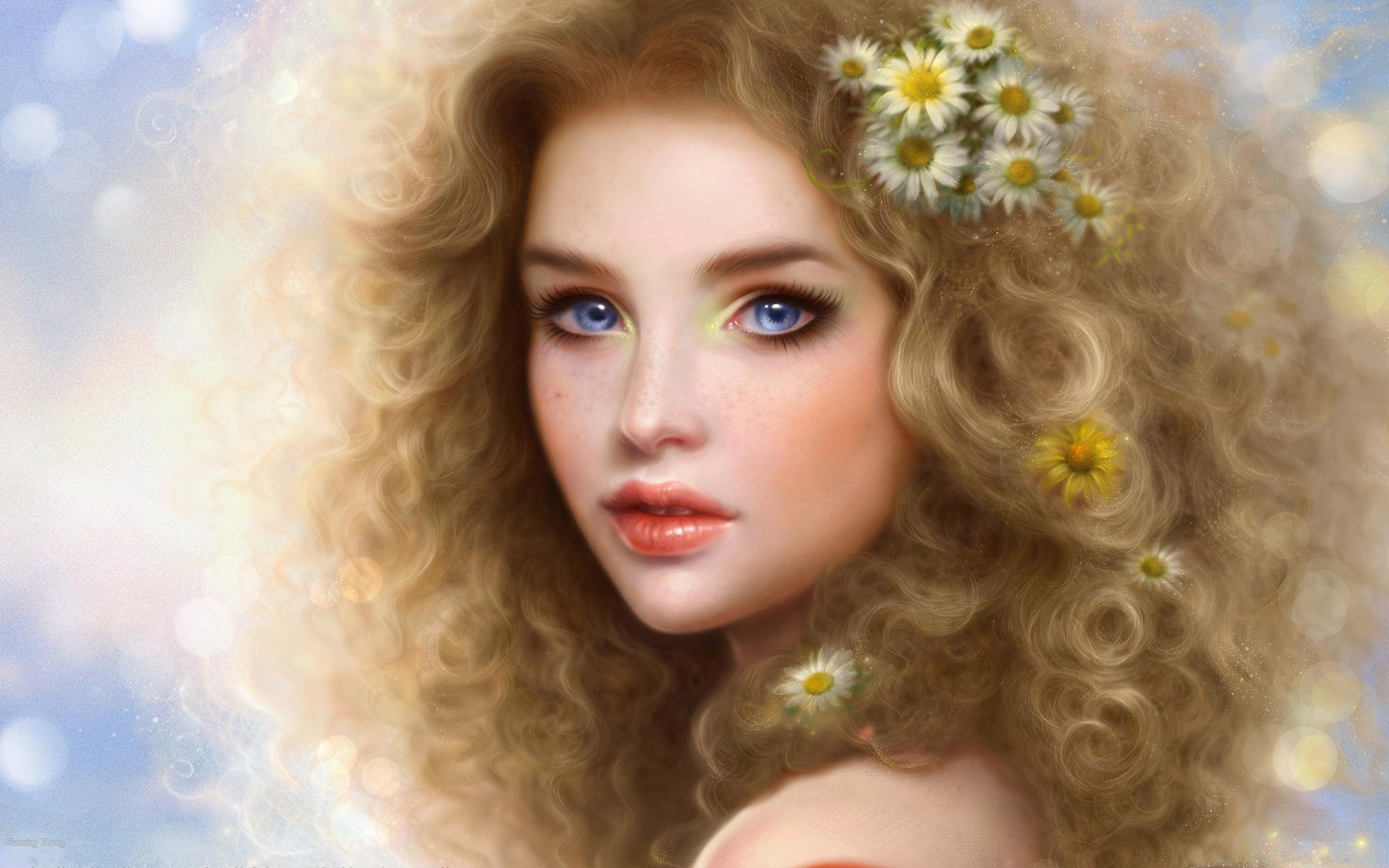 woman with flowers in hair