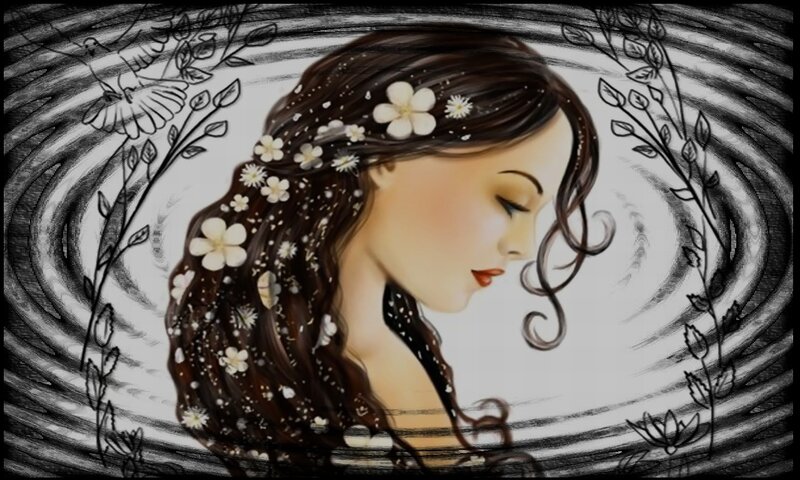 woman with flowers in her hair