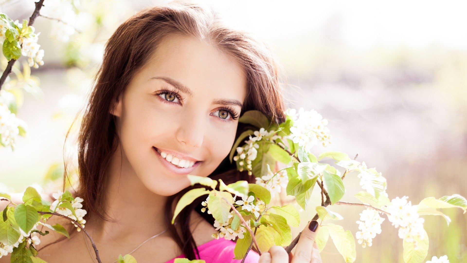 woman with flowers in spring