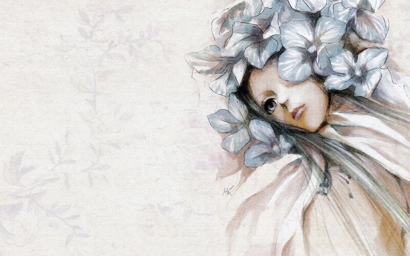 Woman with Flowers on Head