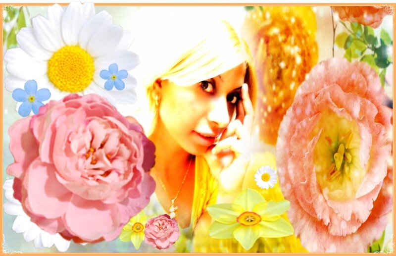 Woman with Flowers — Pink, Bright
