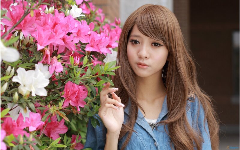 Woman with Flowers — Pink, Calm, Spring