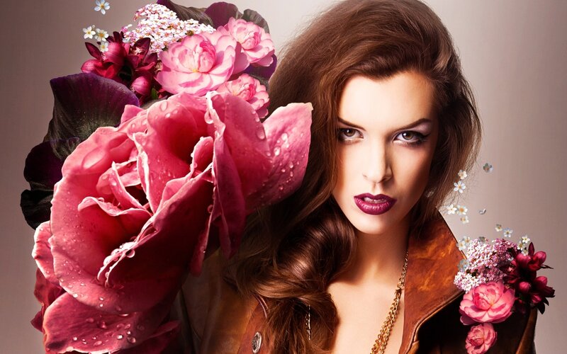 Woman with Flowers — Pink, Dramatic
