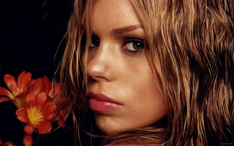 woman with flowers portrait