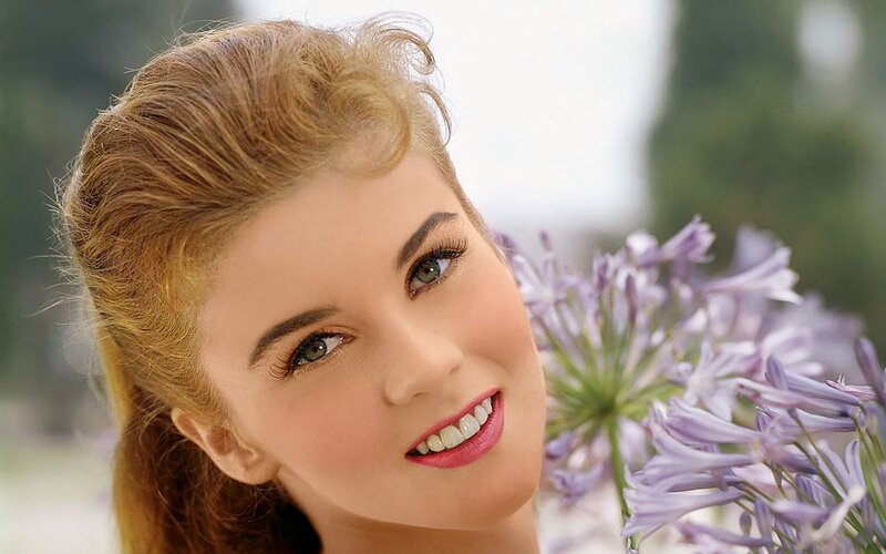 woman with flowers portrait
