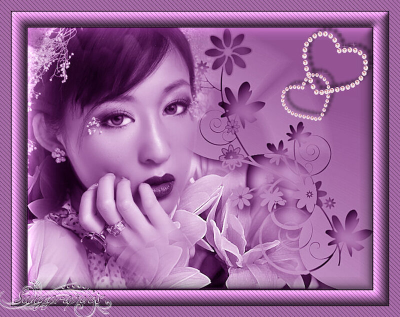 Woman with Flowers — Purple, Dreamy, Photograph