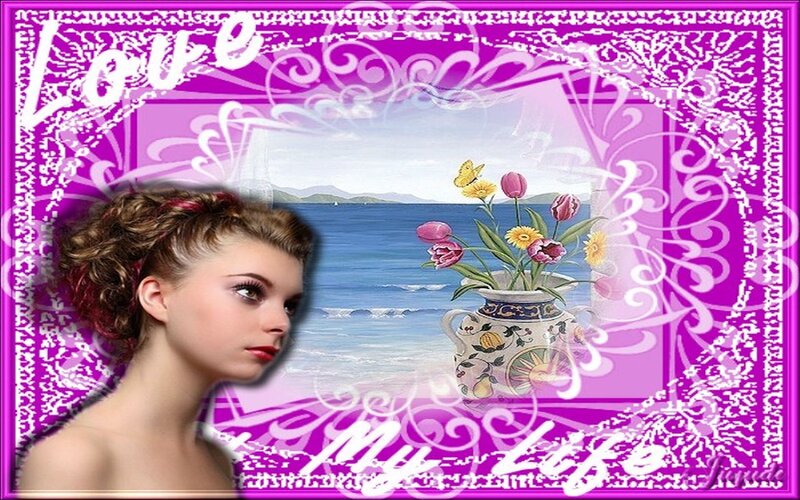 Woman with Flowers — Purple, Romantic