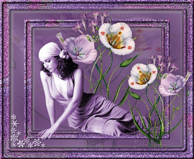 Woman with Flowers — Purple, Serene