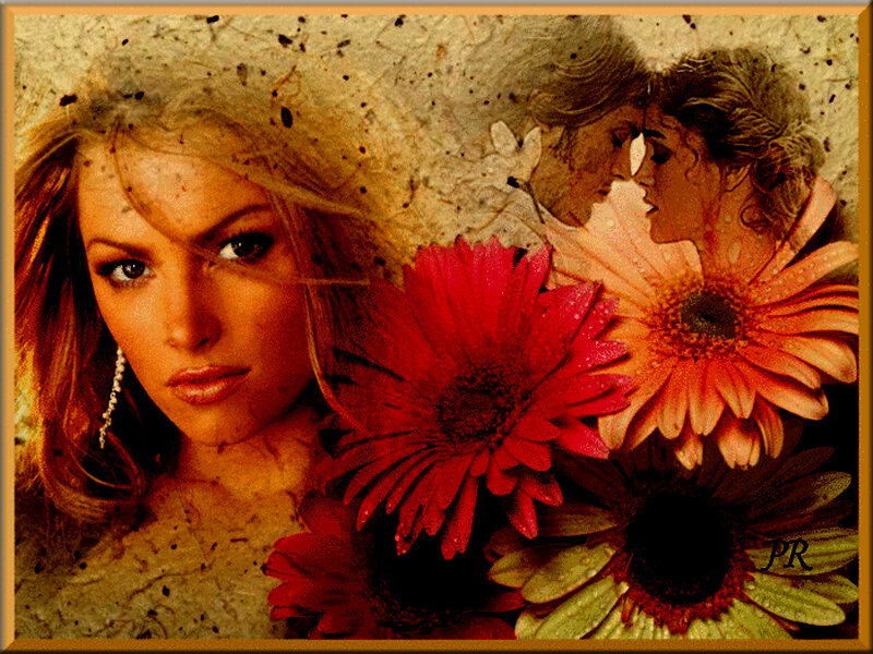 Woman with Flowers — Red, Dramatic