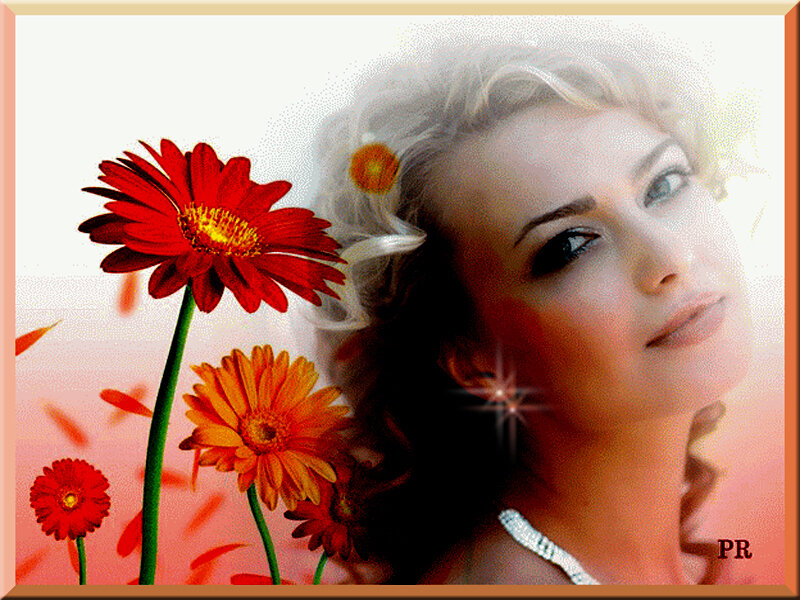 Woman with Flowers — Red