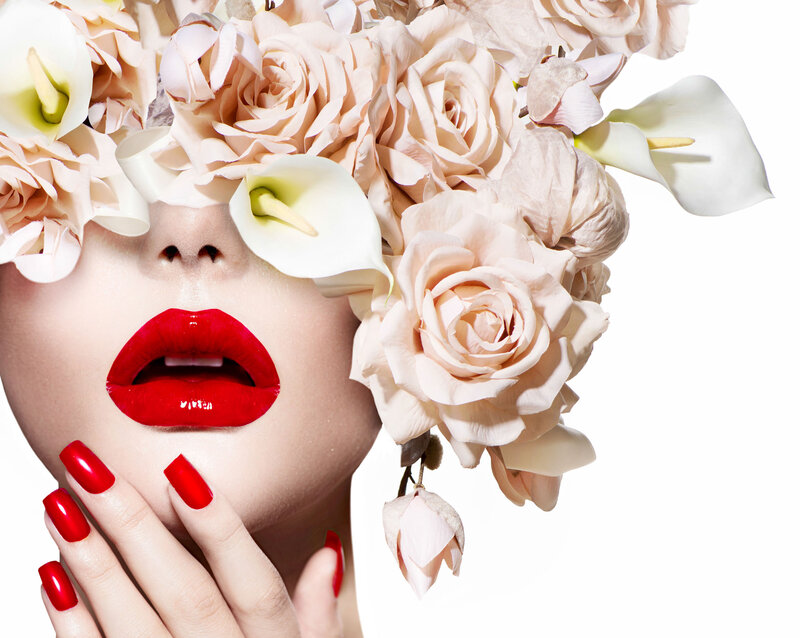 Woman with Flowers — White, Dramatic