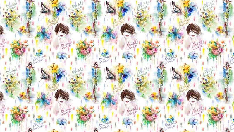 Woman with Flowers — White, Playful