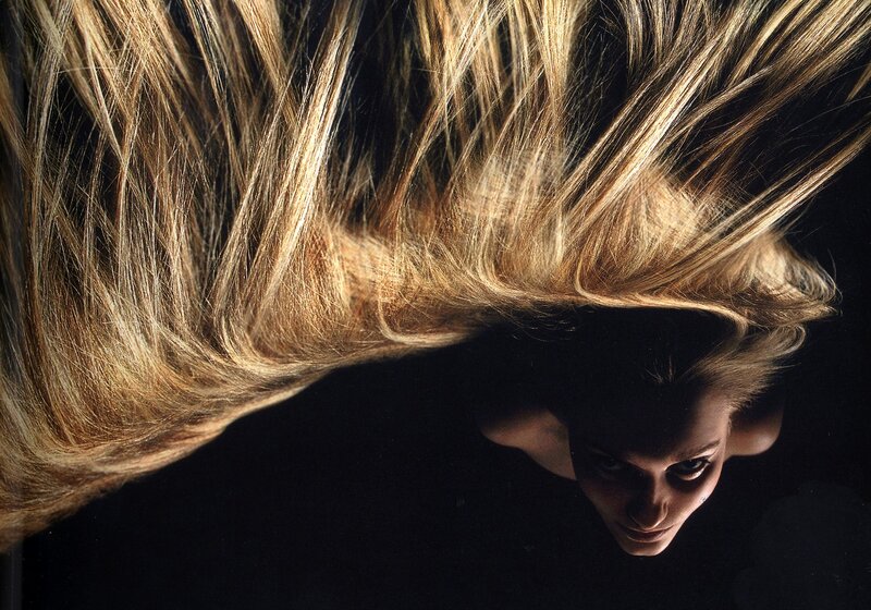 woman with flowing blonde hair