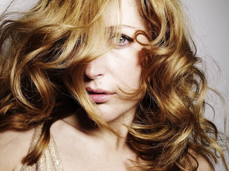 woman with flowing blonde hair