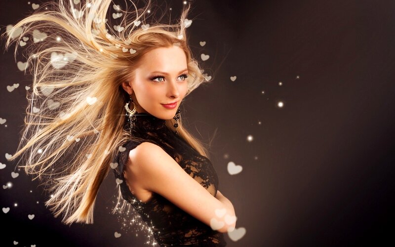 woman with flowing blonde hair