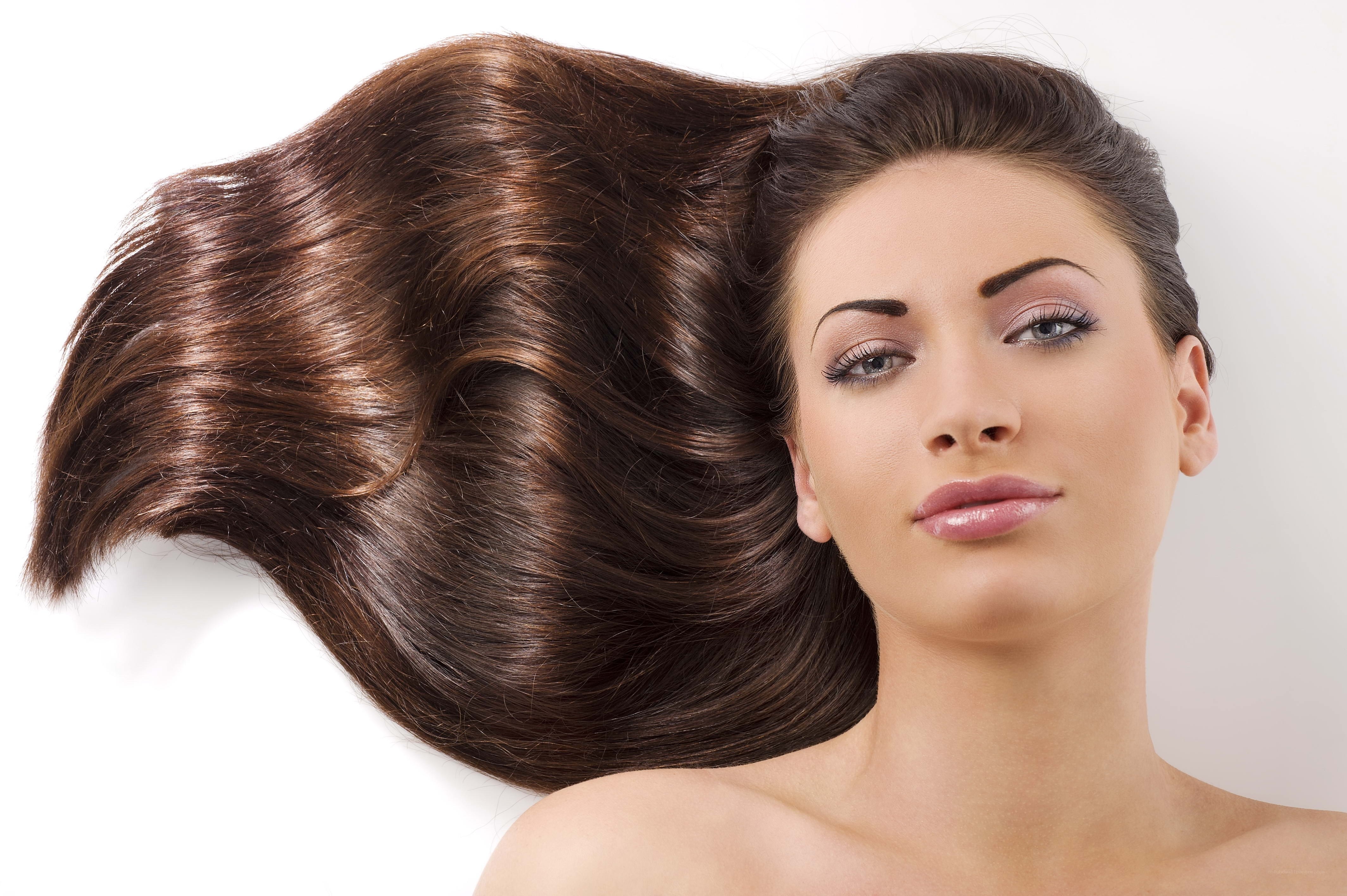 woman with flowing brown hair
