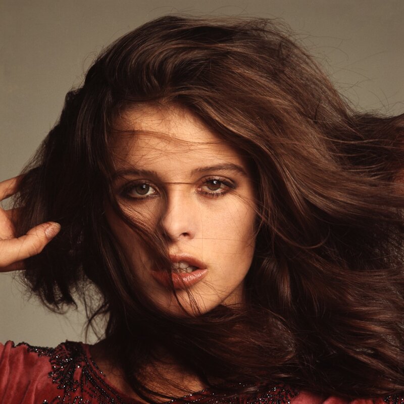 woman with flowing brown hair