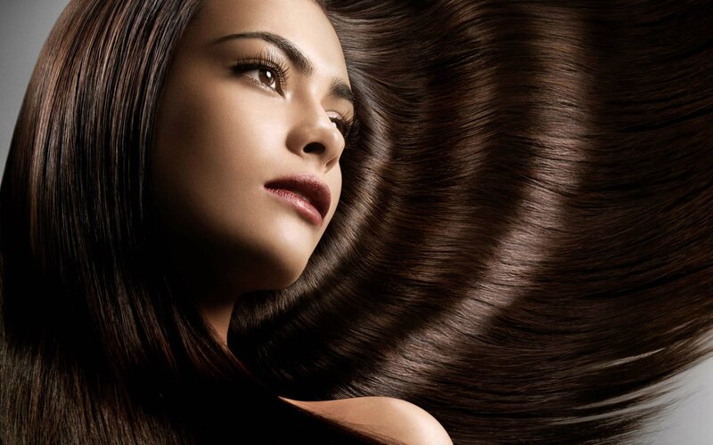 woman with flowing brown hair