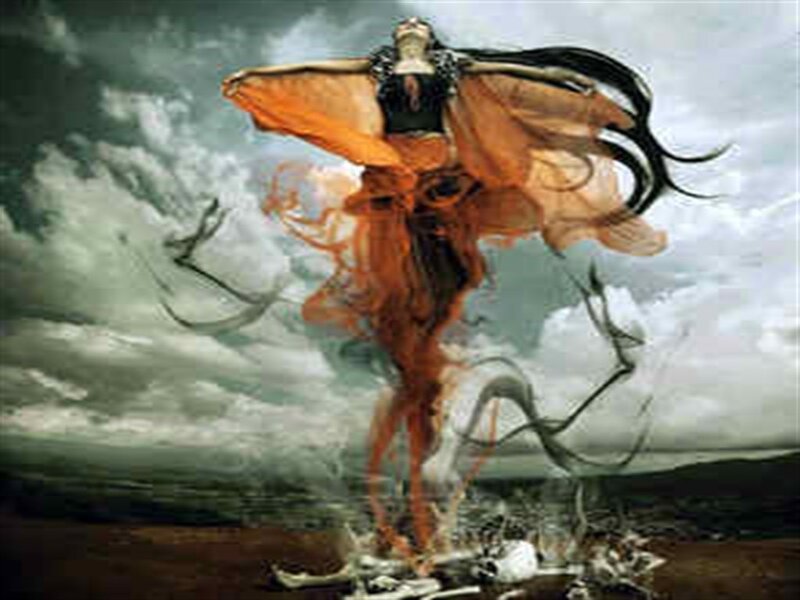 Woman with Flowing Dress — Orange