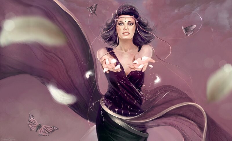 Woman with Flowing Dress — Purple, Ethereal