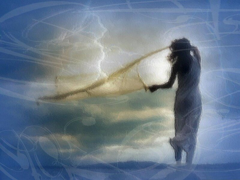 woman with flowing fabric