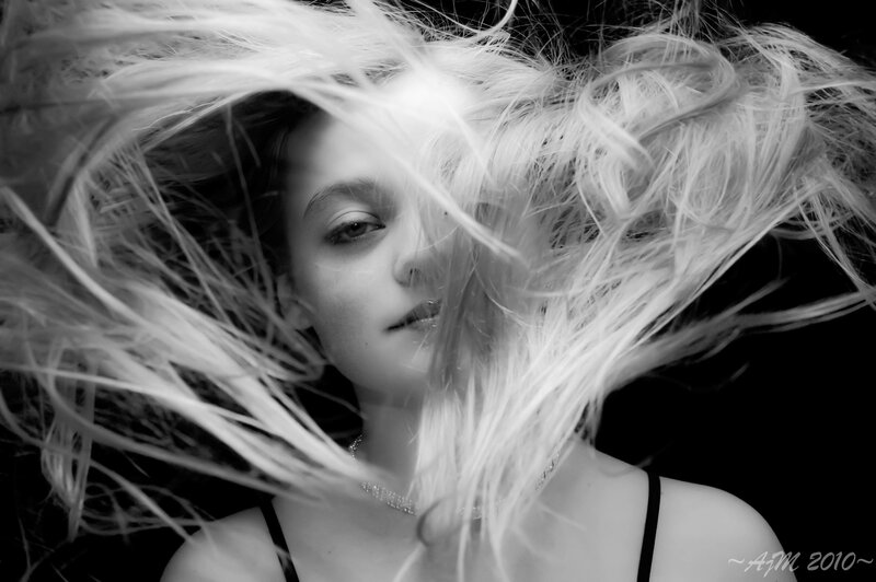 woman with flowing hair
