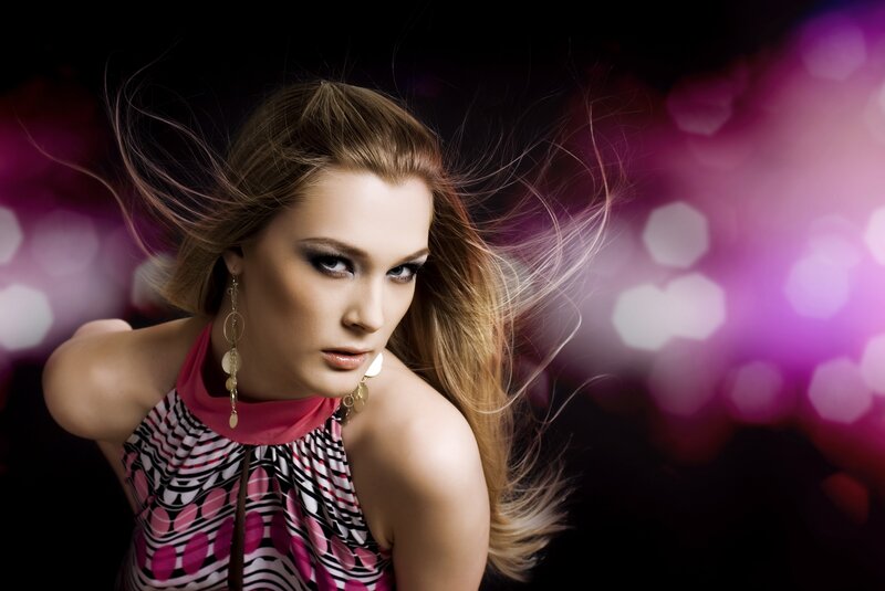 woman with flowing hair