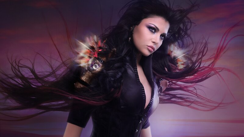 woman with flowing hair