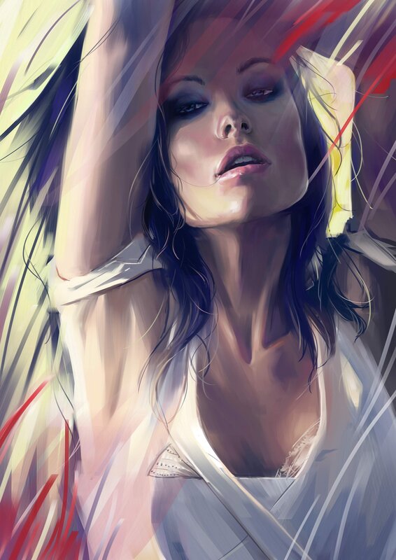 woman with flowing hair