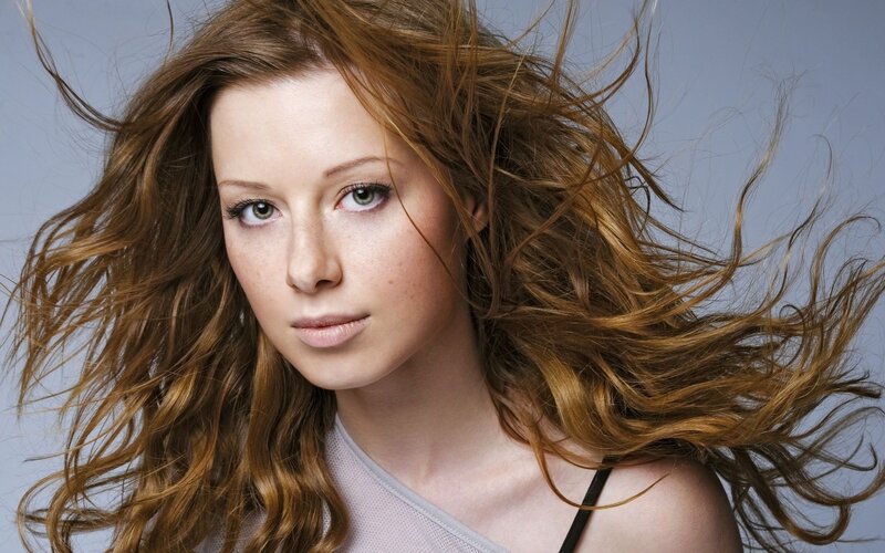 woman with flowing hair
