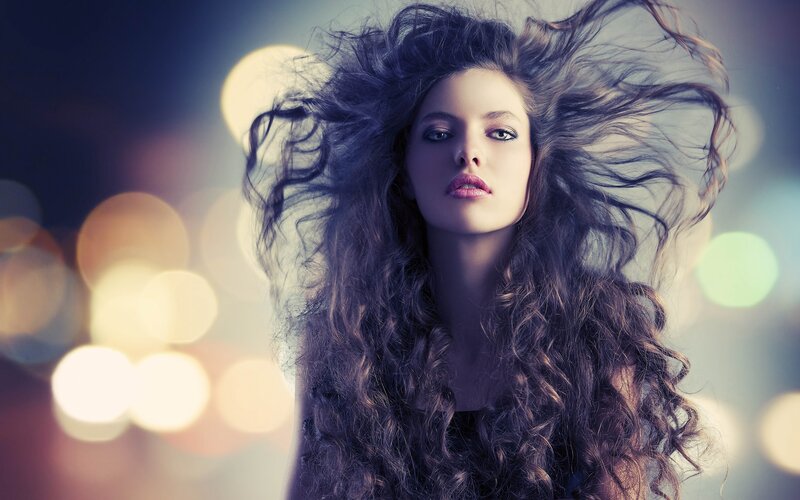 woman with flowing hair