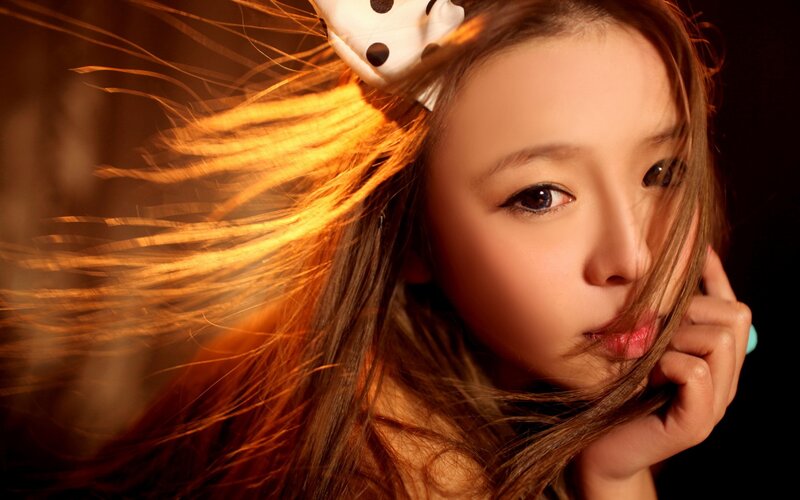 woman with flowing hair