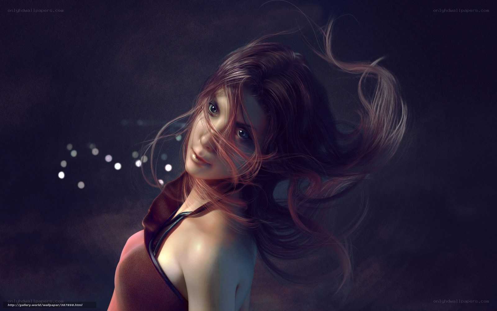 woman with flowing hair