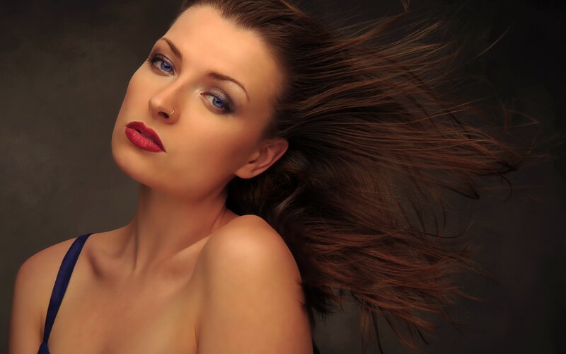 woman with flowing hair