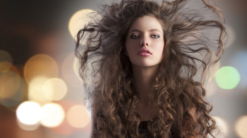 woman with flowing hair